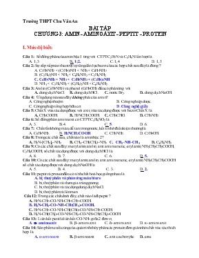 Giáo án Bài tập chương 3 Amin - Aminoaxit - peptit - protein